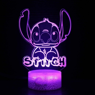 Stitch 3D lampe med fjernbetjening - 16 lysfarver-dæmpbar-Unik lampe